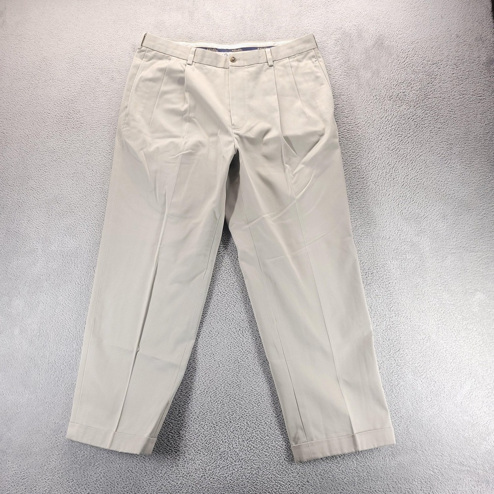 Brooks Brothers Pants Mens 38x30 Beige Advantage Chino Elliot Pleated Relaxed